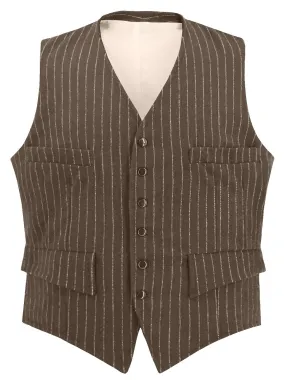 1940s Vintage Deliverance Pinstripe Waistcoat in Brown