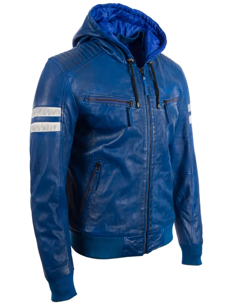 2VQ9 Men's Hood Bomber Jacket - Electric Blue