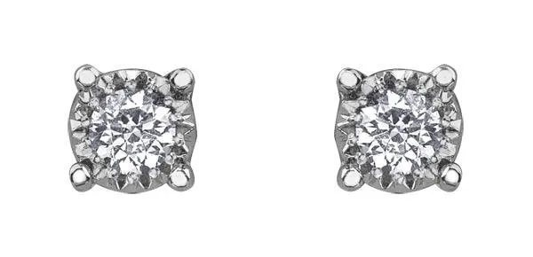 9ct White Gold 0.10ct Diamond Stud Earrings