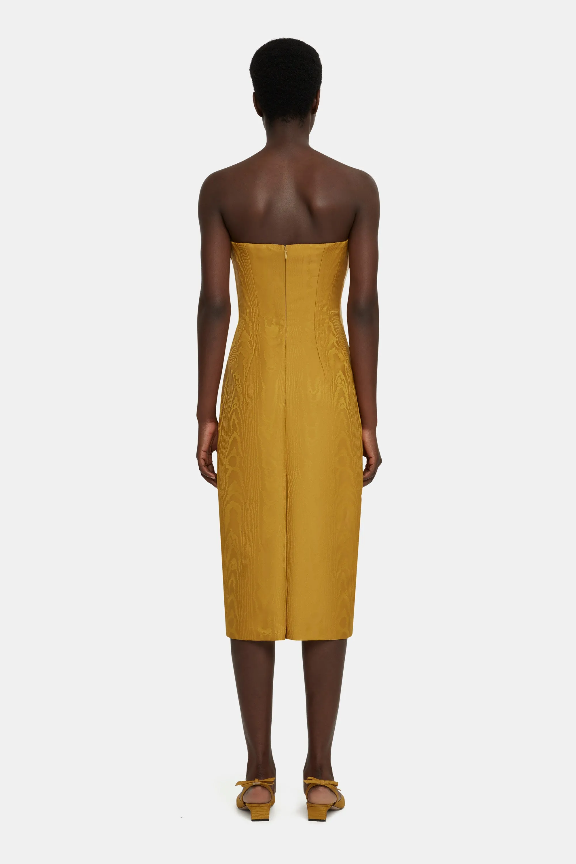 Aracely Dress in Ochre Moire Mikado