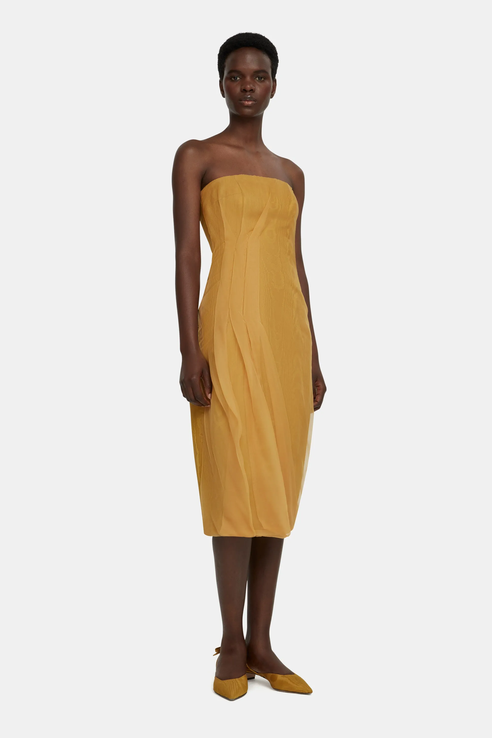 Aracely Dress in Ochre Moire Mikado