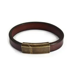 Arjen Minimalist Cowhide Leather Bracelet With Bronze Clasp