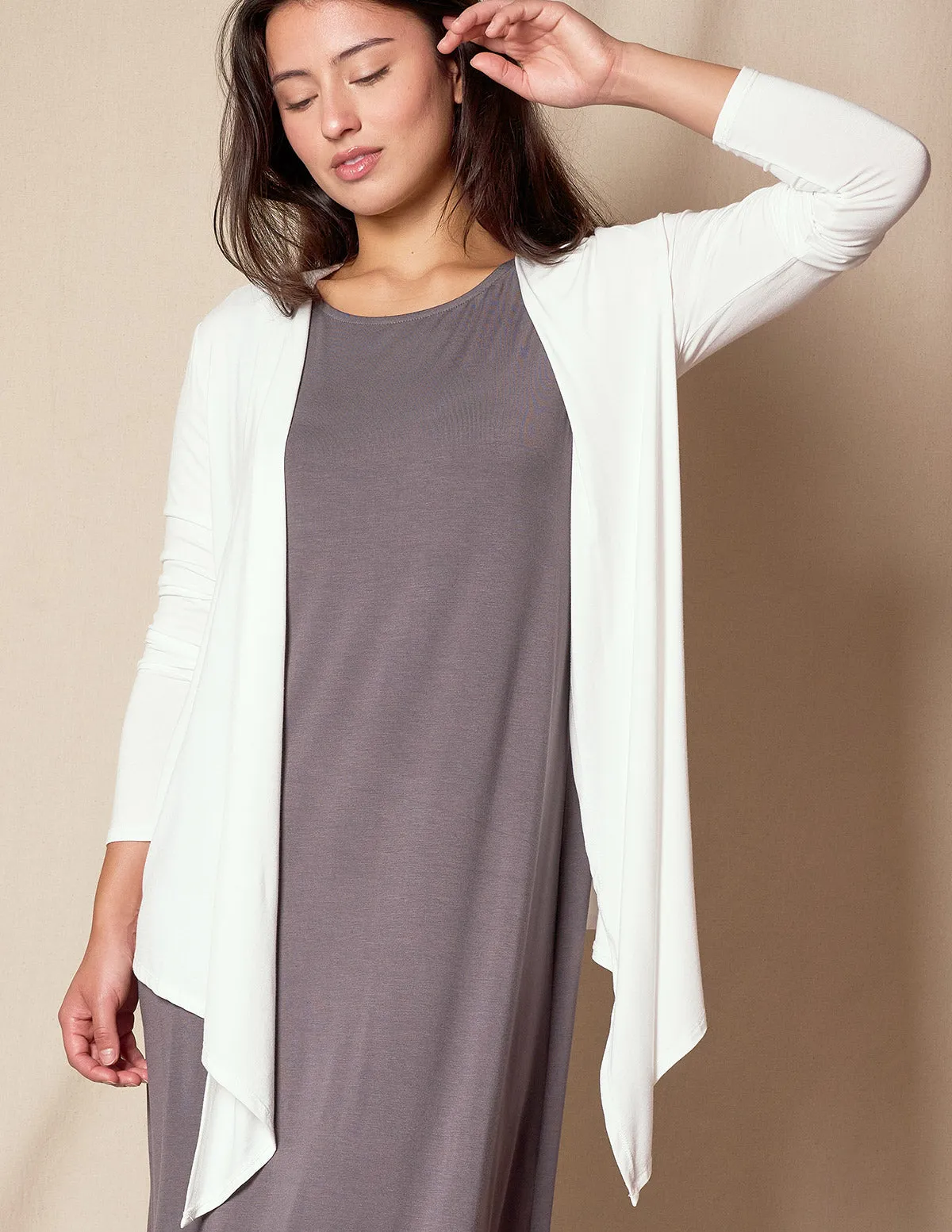 Bamboo Open Front Jacket - Soft White