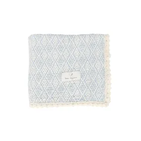 BEBE ORGANIC BLUE CROCHET KNIT BLANKET