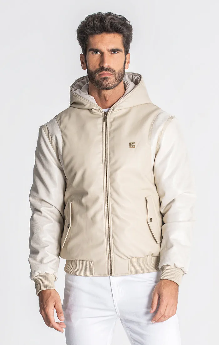 Beige Texas Hoodie Bomber