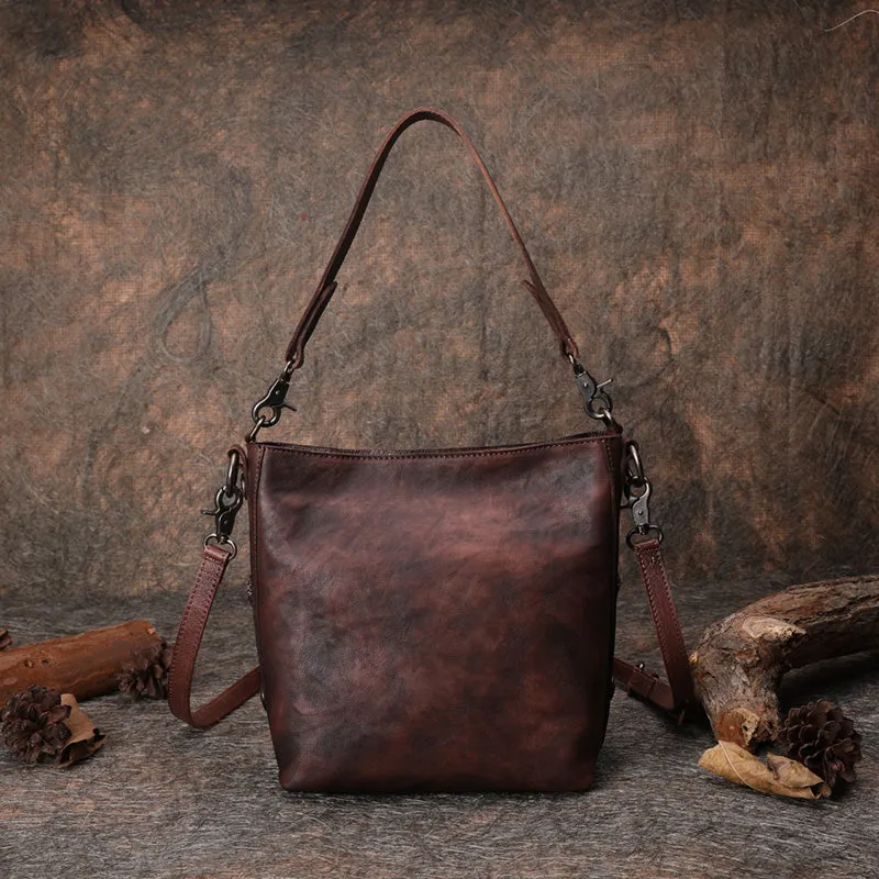 Best Brown Leather Womens Vintage Tote Handbag Handmade Tote Crossbody Purse for Ladies