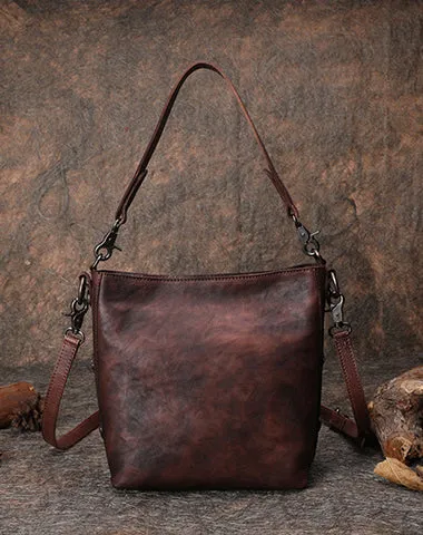 Best Brown Leather Womens Vintage Tote Handbag Handmade Tote Crossbody Purse for Ladies