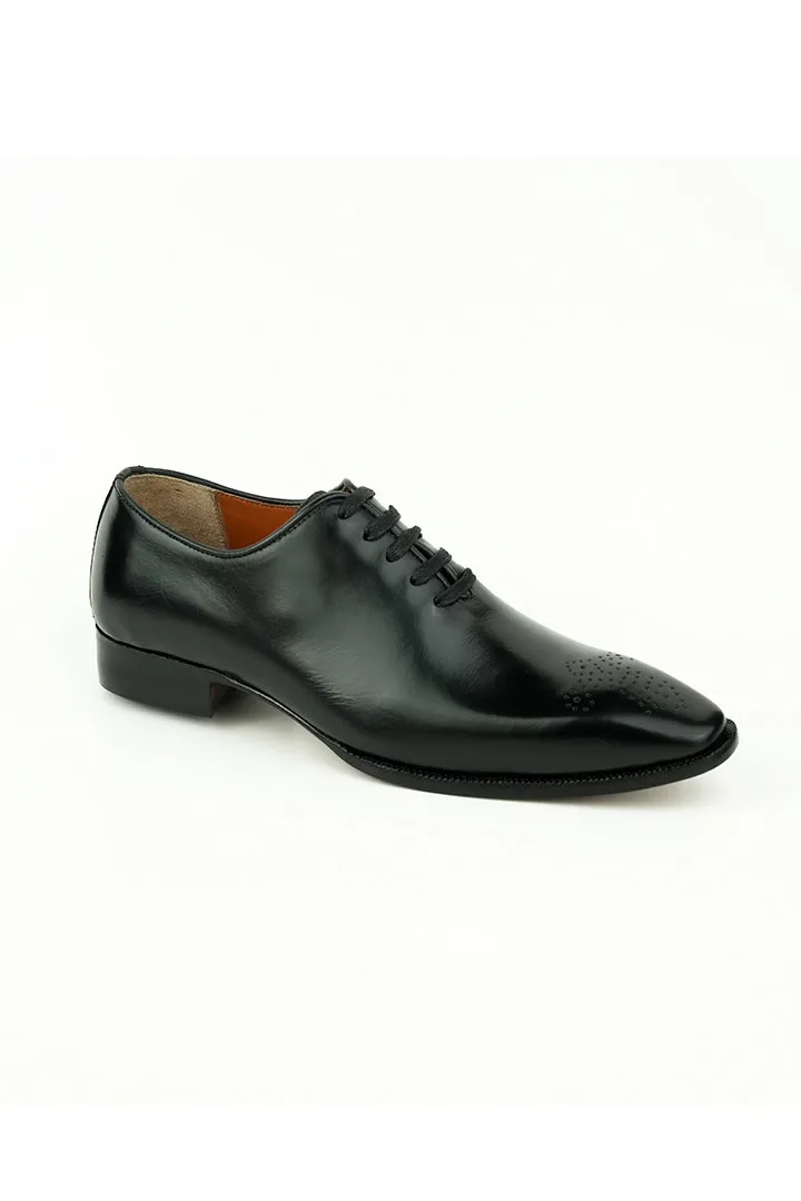 BLACK BURNISHED LEATHER LCAE UO OXFORD SHOES