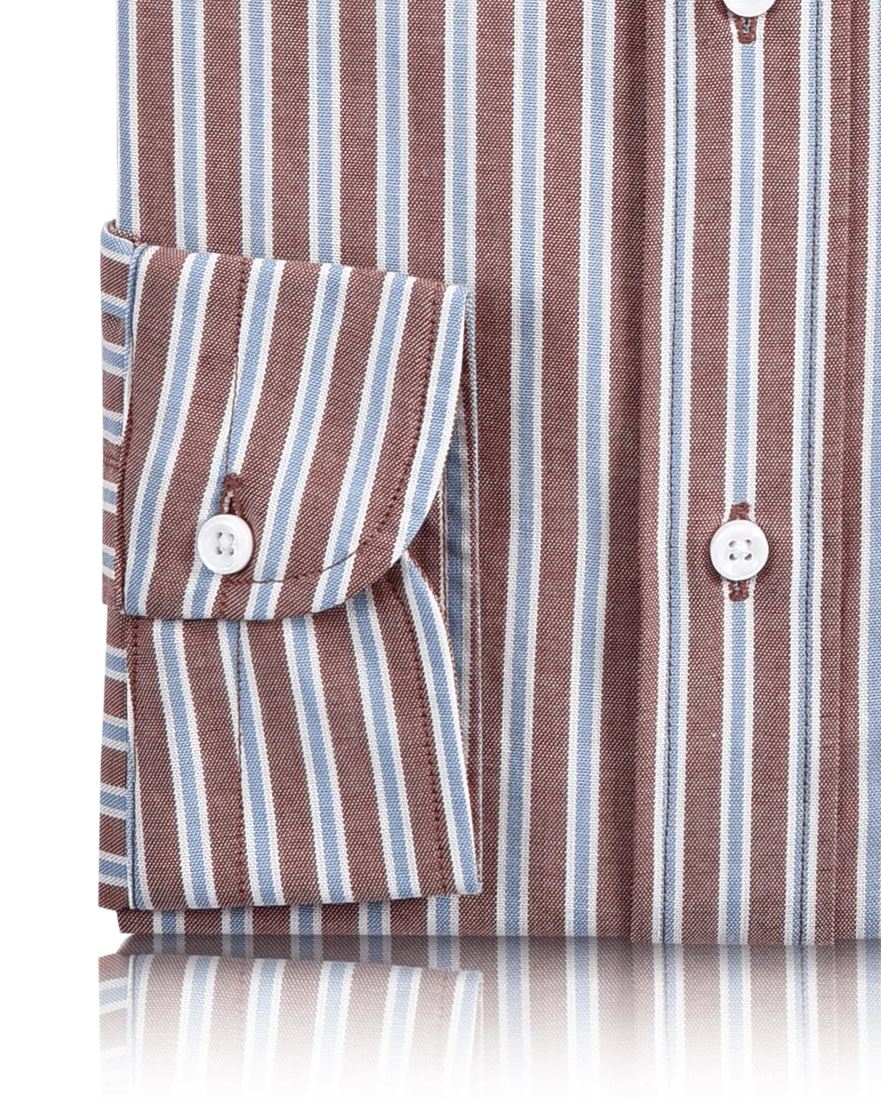 Blue White Rust Stripes Oxford Shirt