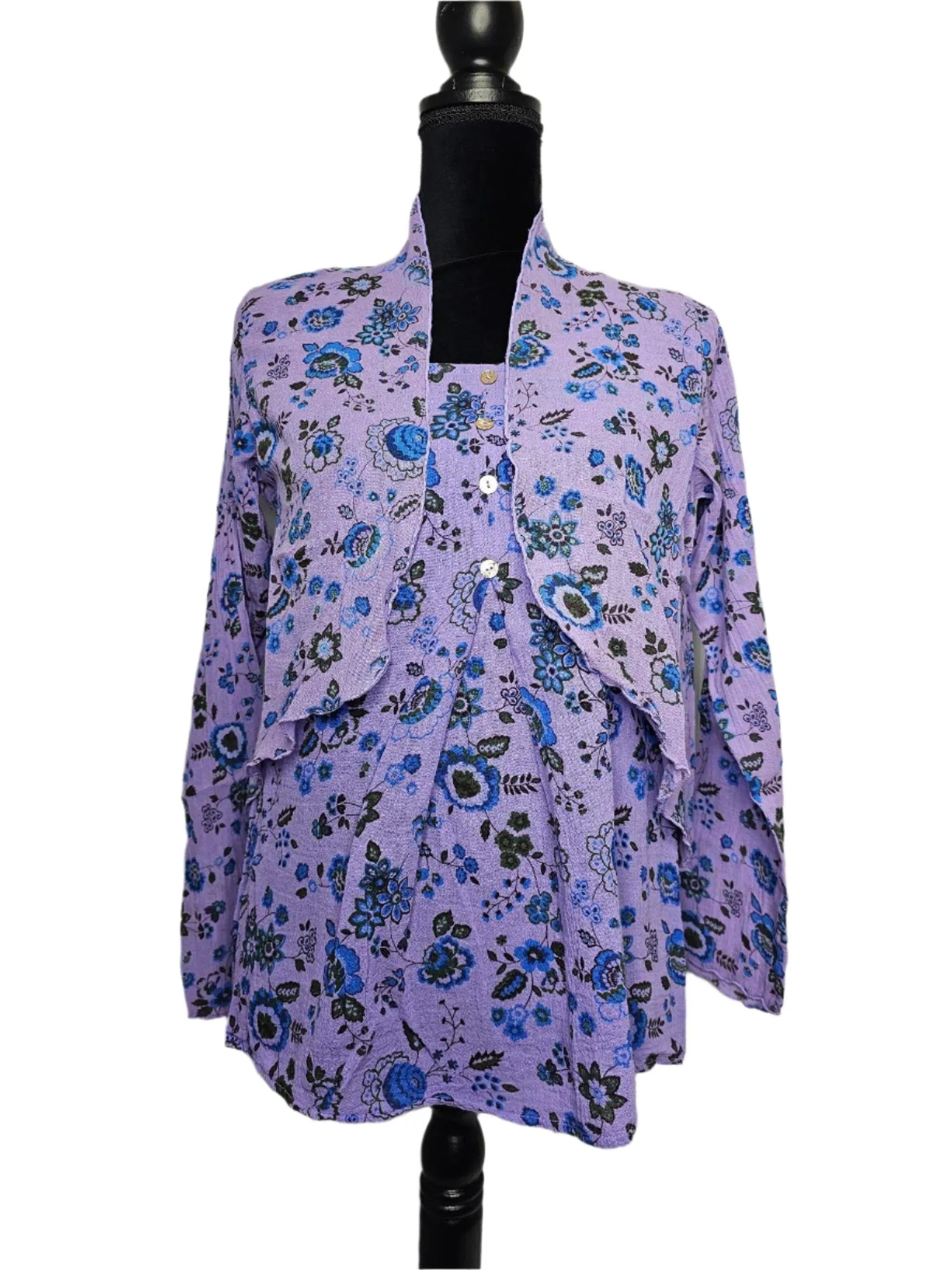 Bolero Jacket  sheer 100% cotton guaze  Womens - PERWINKLE