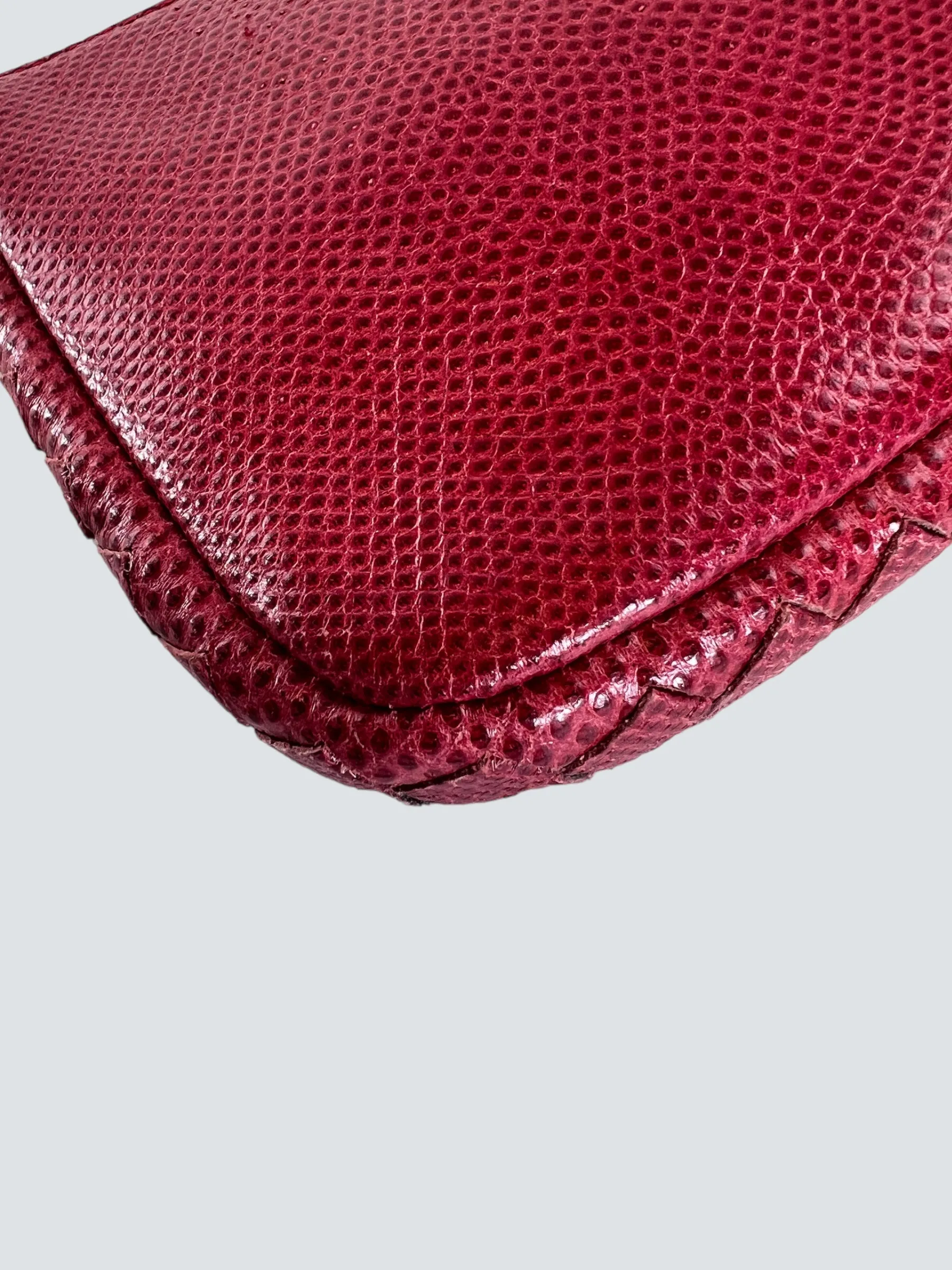 Bottega Veneta Pink Lizard Leather Pouch