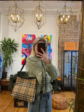 Burberry Checked Canvas Shoulder Bag