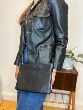 Celine Black Leather Small Trio Crossbody