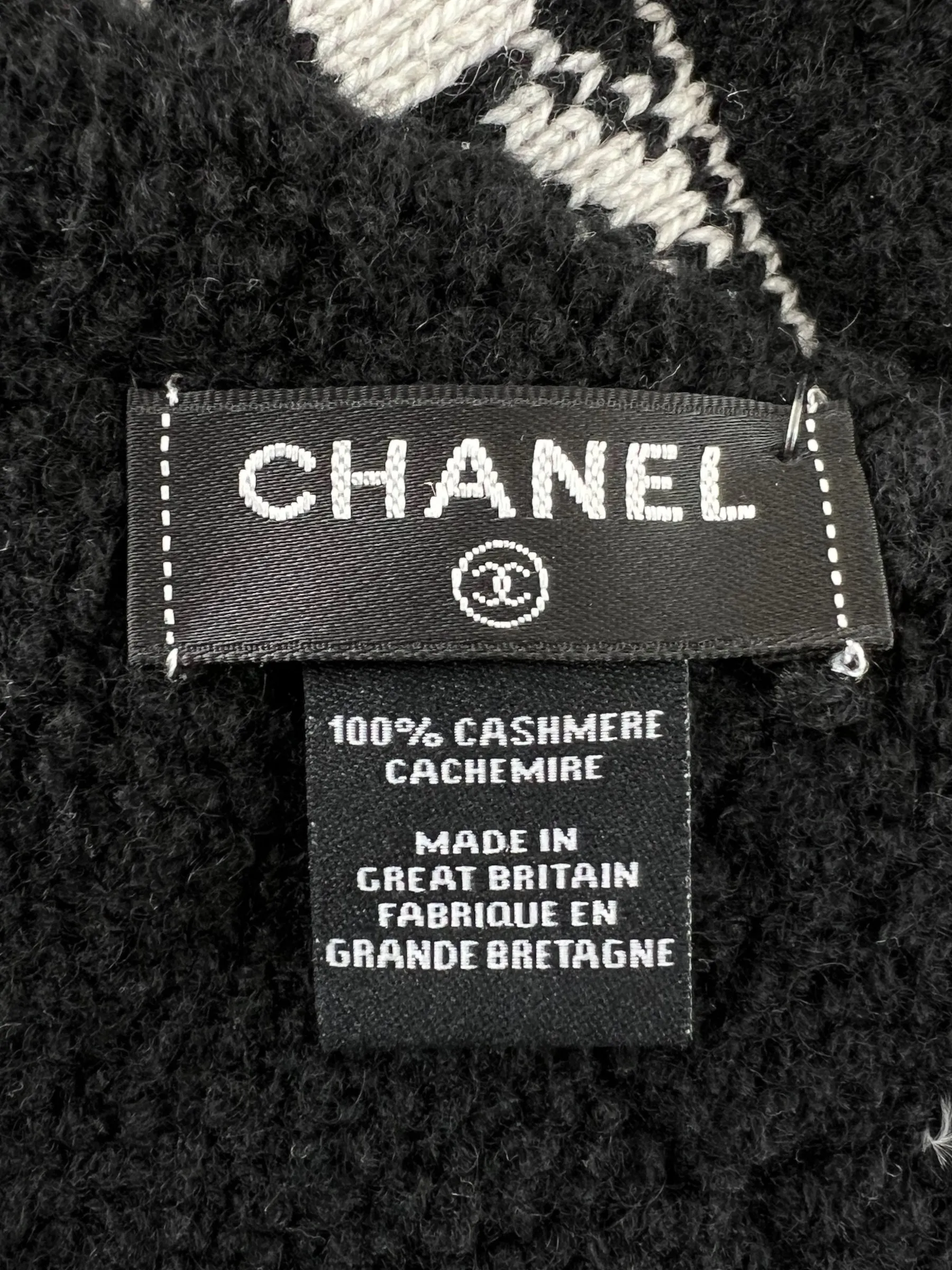 Chanel Black 100% Cashmere Scarf