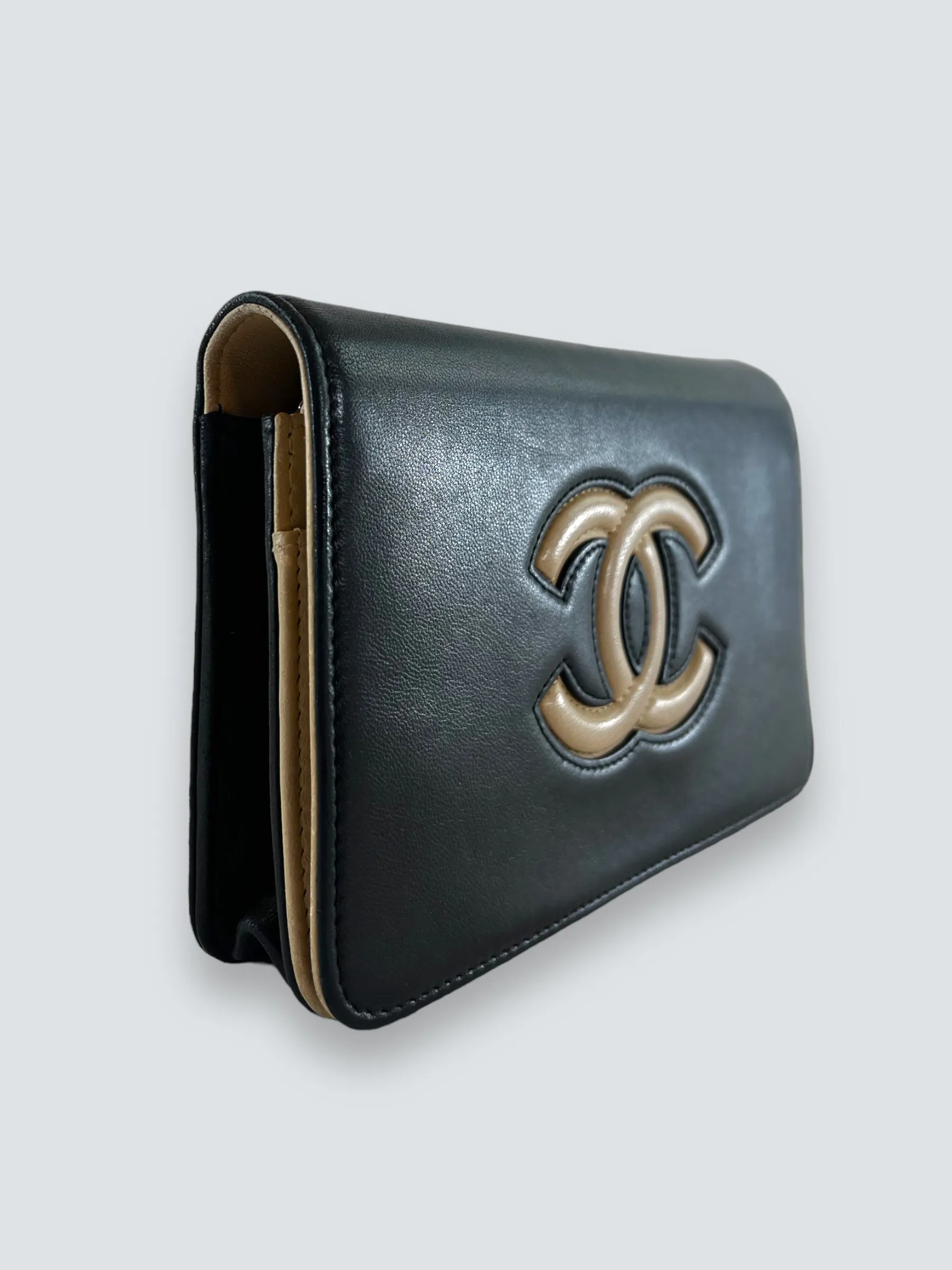 Chanel Black & Cream Leather WOC