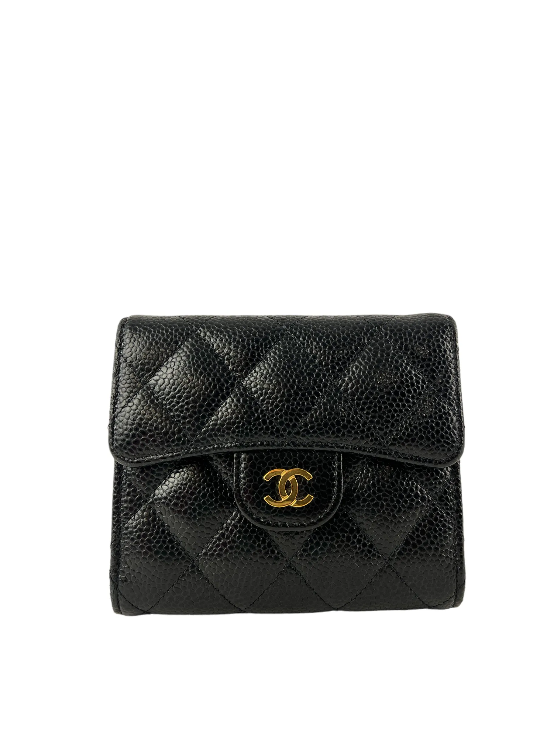 Chanel Black Timeless Caviar Leather CC Wallet