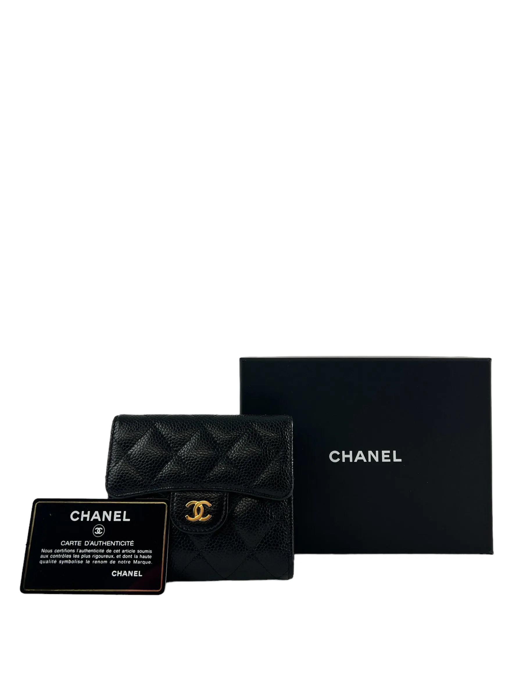 Chanel Black Timeless Caviar Leather CC Wallet