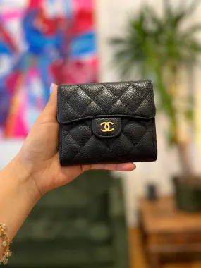 Chanel Black Timeless Caviar Leather CC Wallet