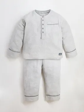 Cherry Crumble Cotton Grey Round neck with Full Sleeves Pyjama Set Night suit For Kids & Boys