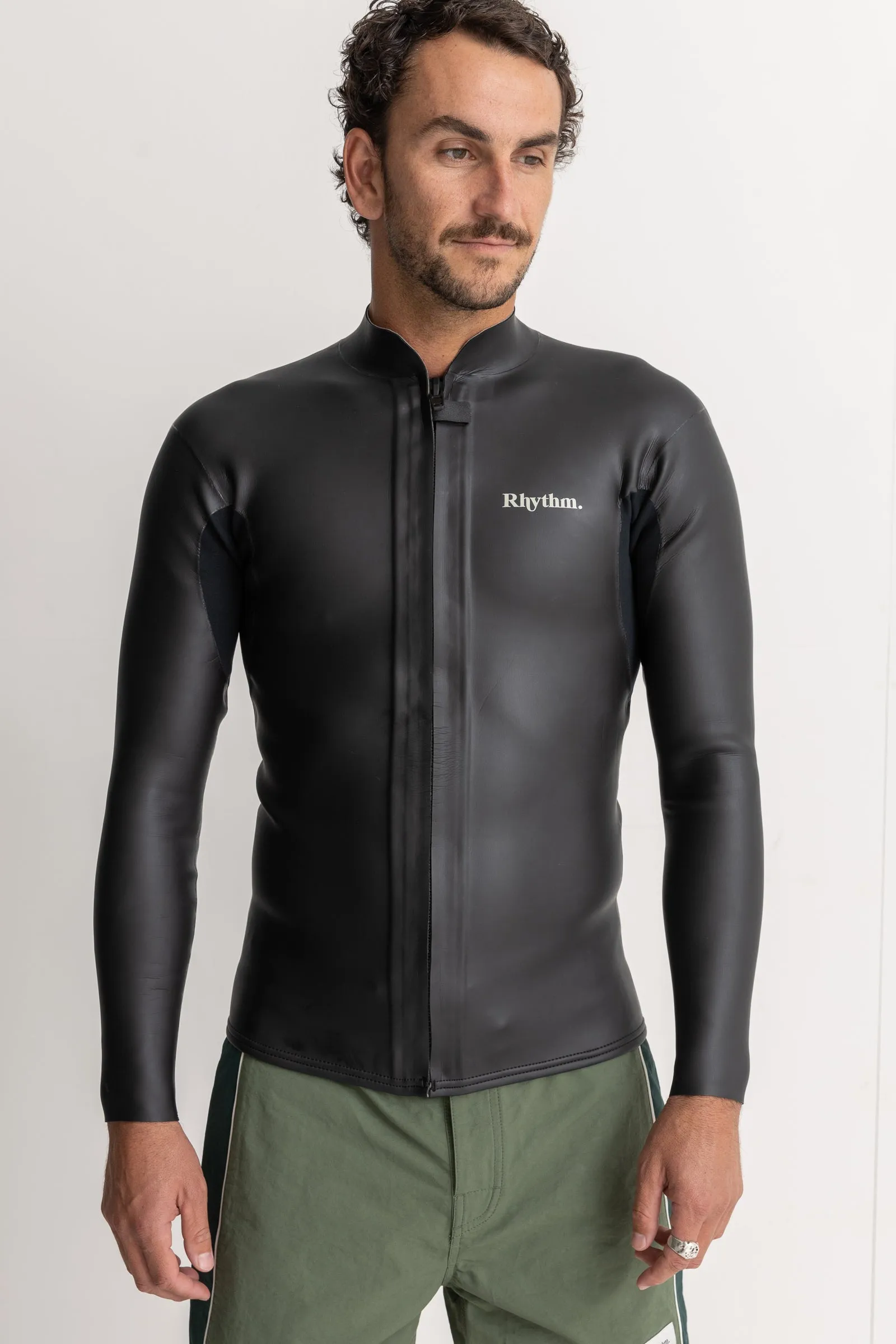 Classic Retro Front Zip Wetsuit Jacket Black