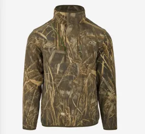 Drake MST Camo Camp Fleece 1/4 Placket Pullover - Realtree Max-7