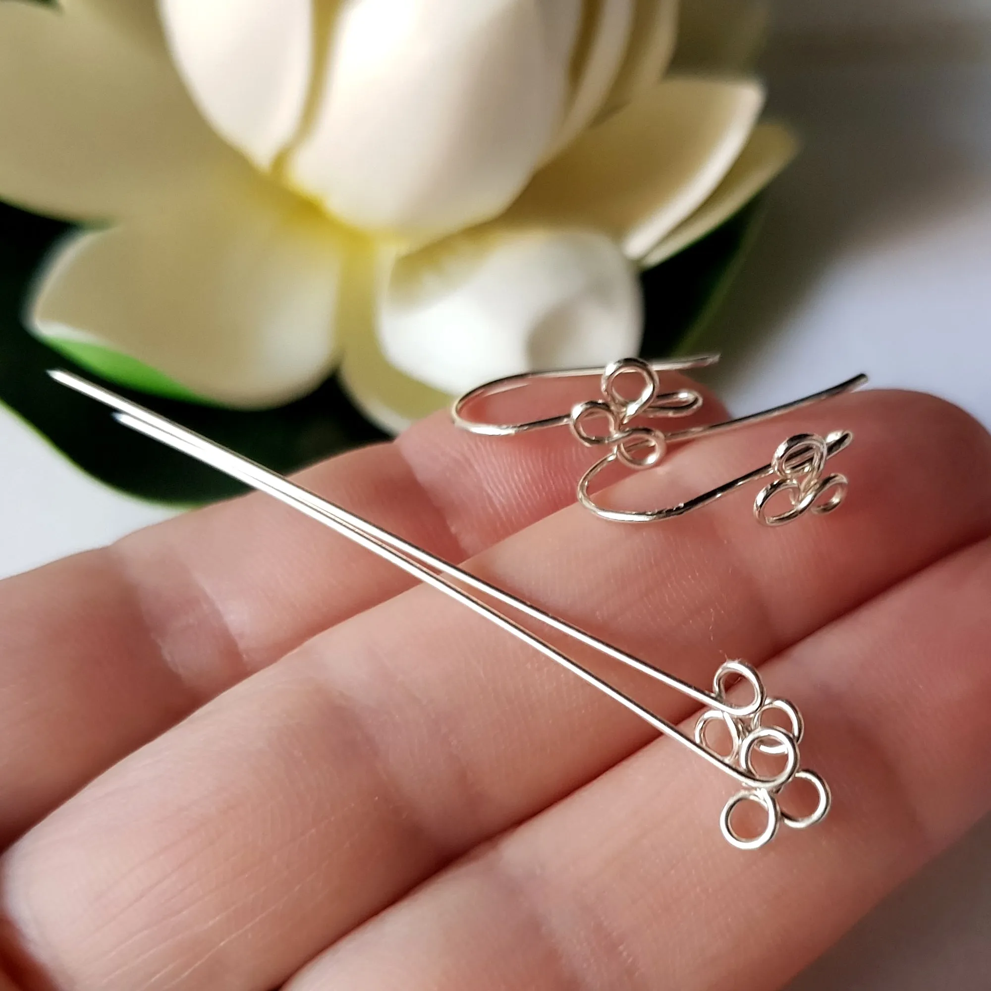 Ear Hook & Headpin Set [10 Pairs] Fancy Clover Solid Sterling Silver | SS-029cEHset | Earring Making Supply