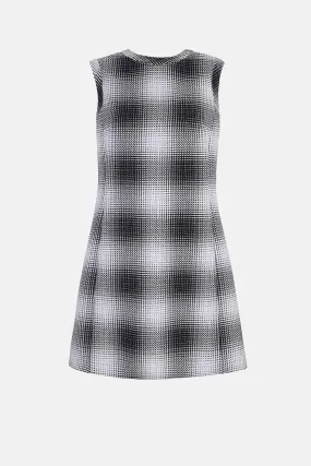 Emmy Dress In Black & White Checked Cloque