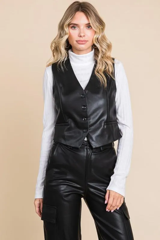 Faux Leather Vest