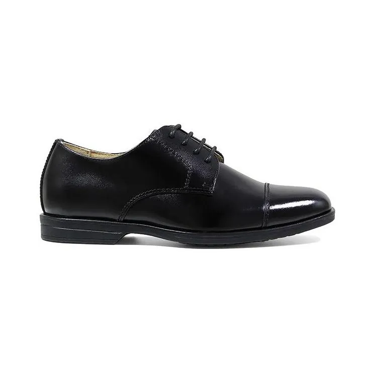 Florsheim Kids Boy's Reveal Cap Toe Oxford Jr. Black Leather (Sizes 3.5-7)