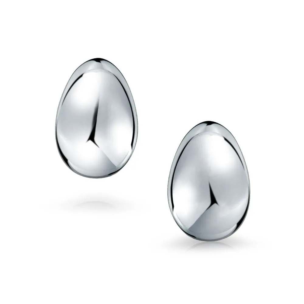 Geometric Modern Rectangular Teardrop Button Sterling Silver Clip On Earrings