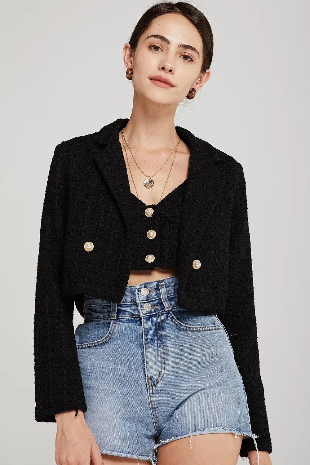 Hadley Boucle Crop Top And Jacket Set