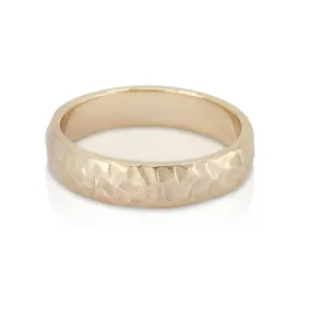 Hammered Yellow Gold Band