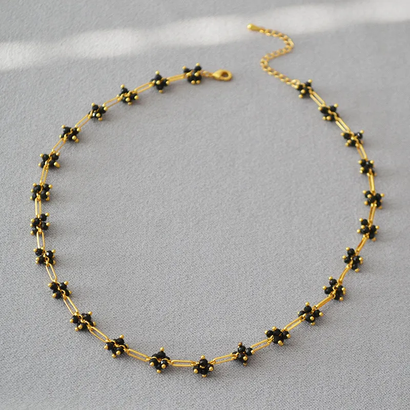 Handwoven Shimmering Black Crystal Necklace