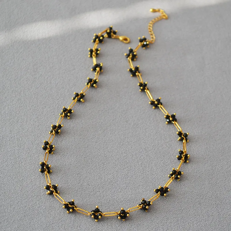 Handwoven Shimmering Black Crystal Necklace