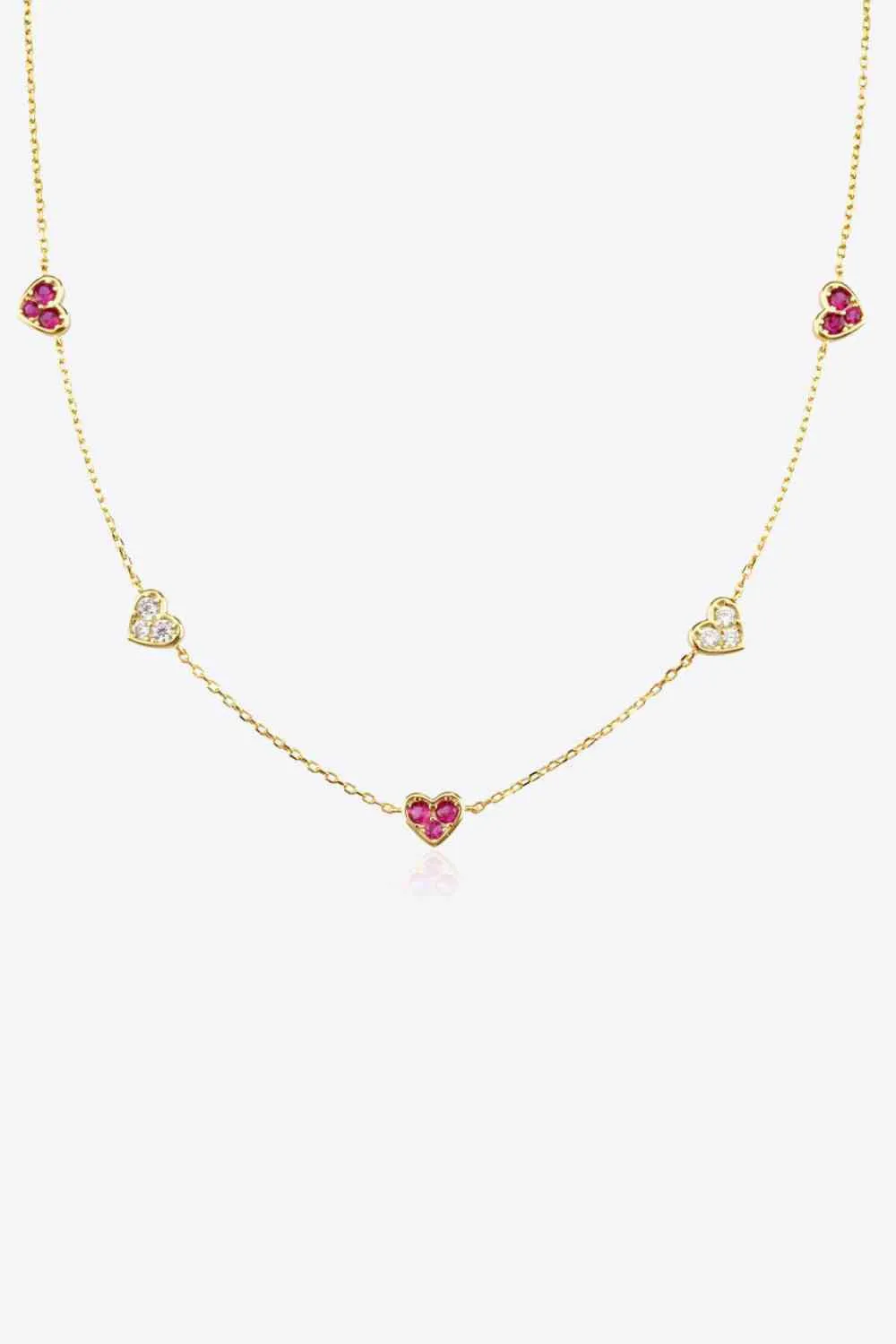 Inlaid Zircon Heart Necklace