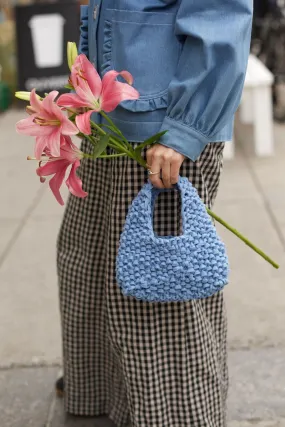 Knitted Bag Blue Linen