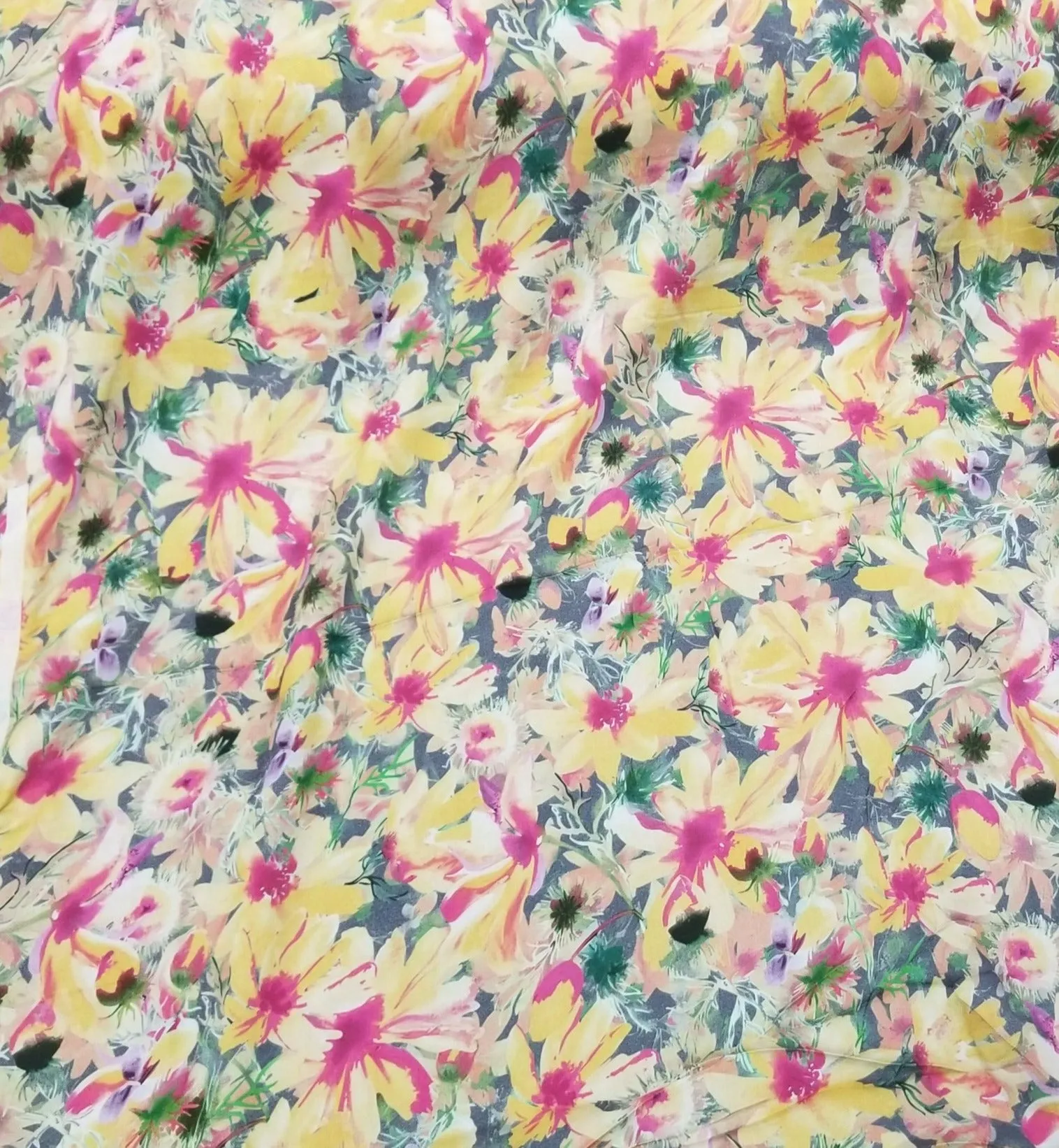 LA FINCH 5 yard precuts: 5 yards of Designer Deadstock Charcoal and Peach Floral Viscose Soft Woven