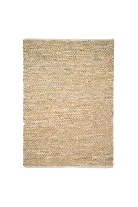 Large Jute And Grey Leather Rug