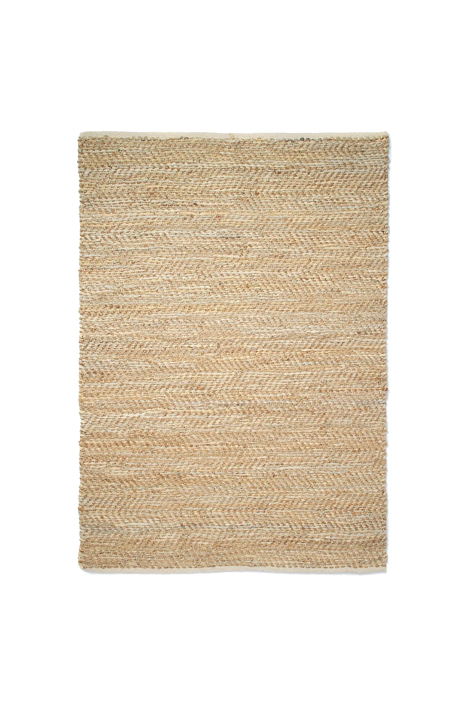 Large Jute And Grey Leather Rug