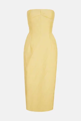 Pola Dress In Lemon Embossed Cloque