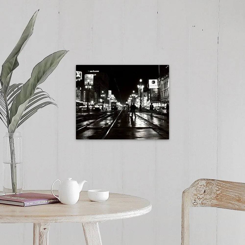 "1950's Night Scene Canal Street New Orleans Louisiana USA" Canvas Wall Art