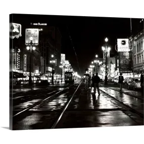 "1950's Night Scene Canal Street New Orleans Louisiana USA" Canvas Wall Art