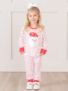 Red Dots Embroidered Santa Pajamas