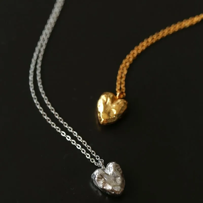 S925 Silver Irregular Small Love Pendant Necklace