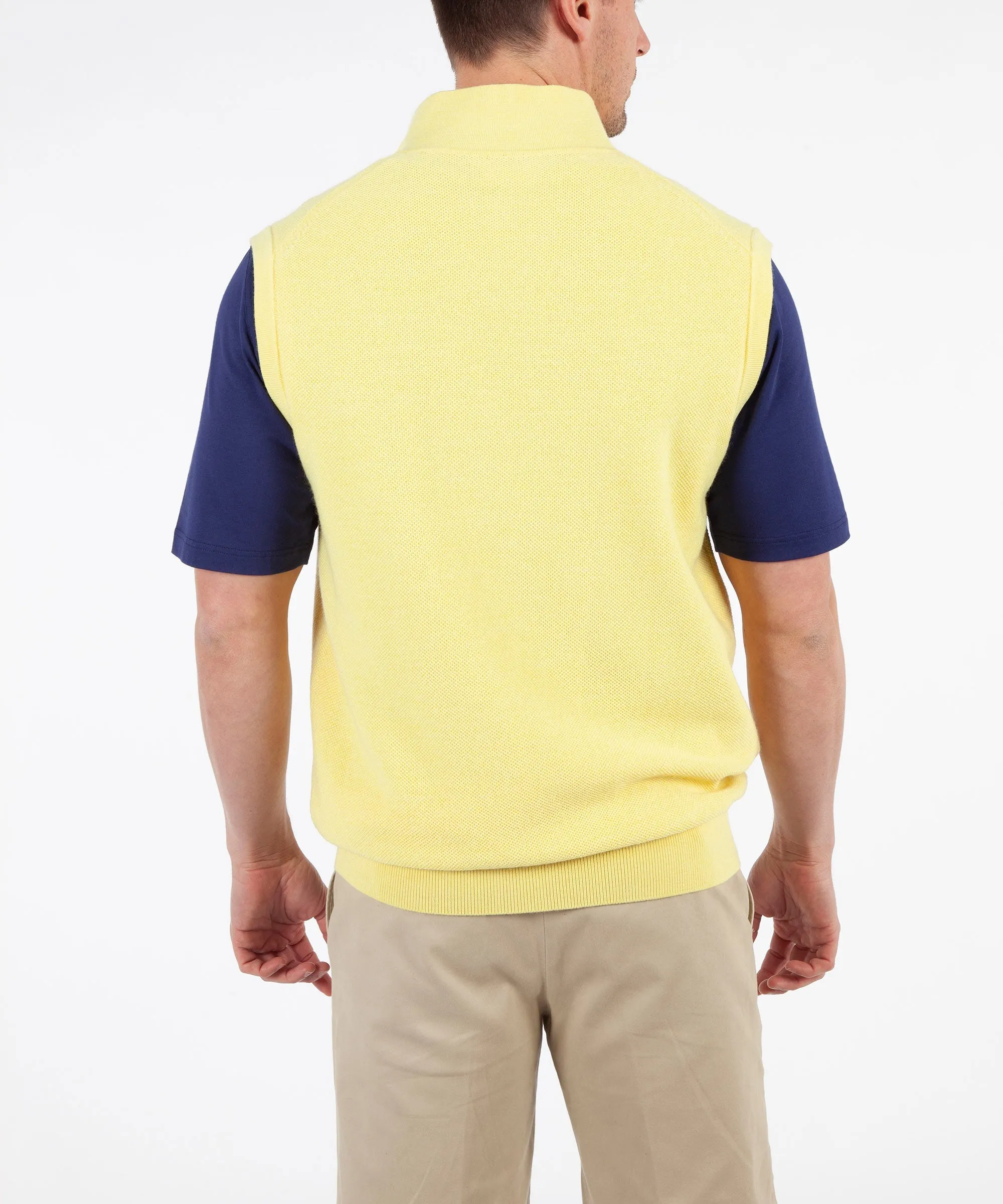 Signature Merino Tuck-Stitch Quarter-Zip Lined Wind Sweater Vest