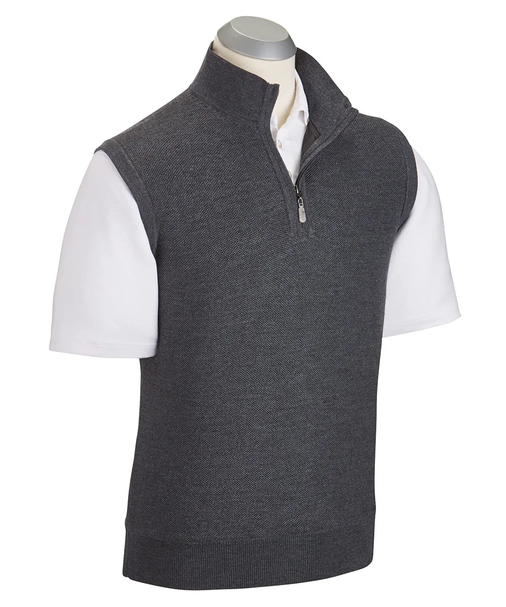 Signature Merino Tuck-Stitch Quarter-Zip Lined Wind Sweater Vest