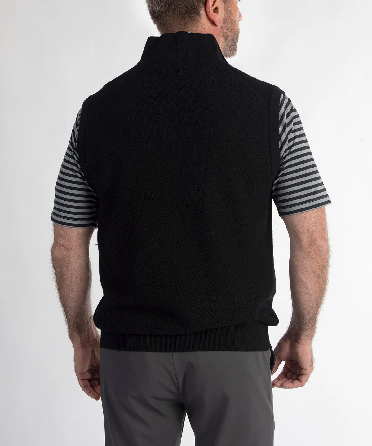 Signature Merino Tuck-Stitch Quarter-Zip Lined Wind Sweater Vest