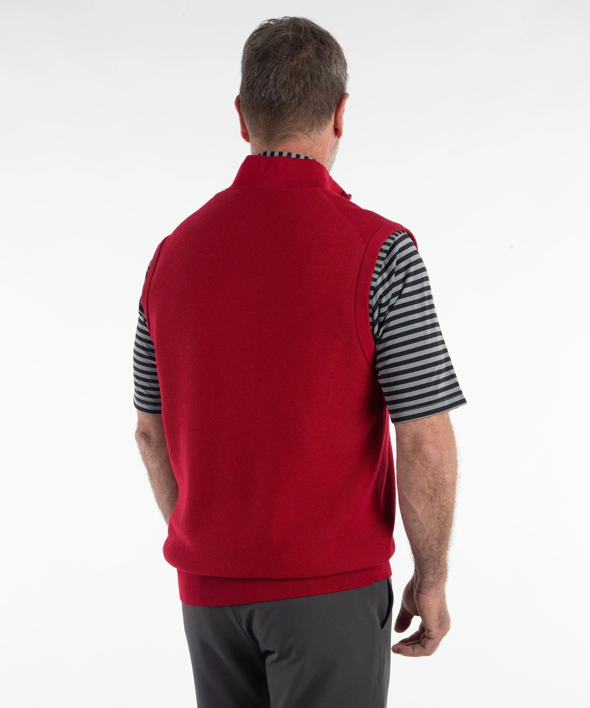 Signature Merino Tuck-Stitch Quarter-Zip Lined Wind Sweater Vest