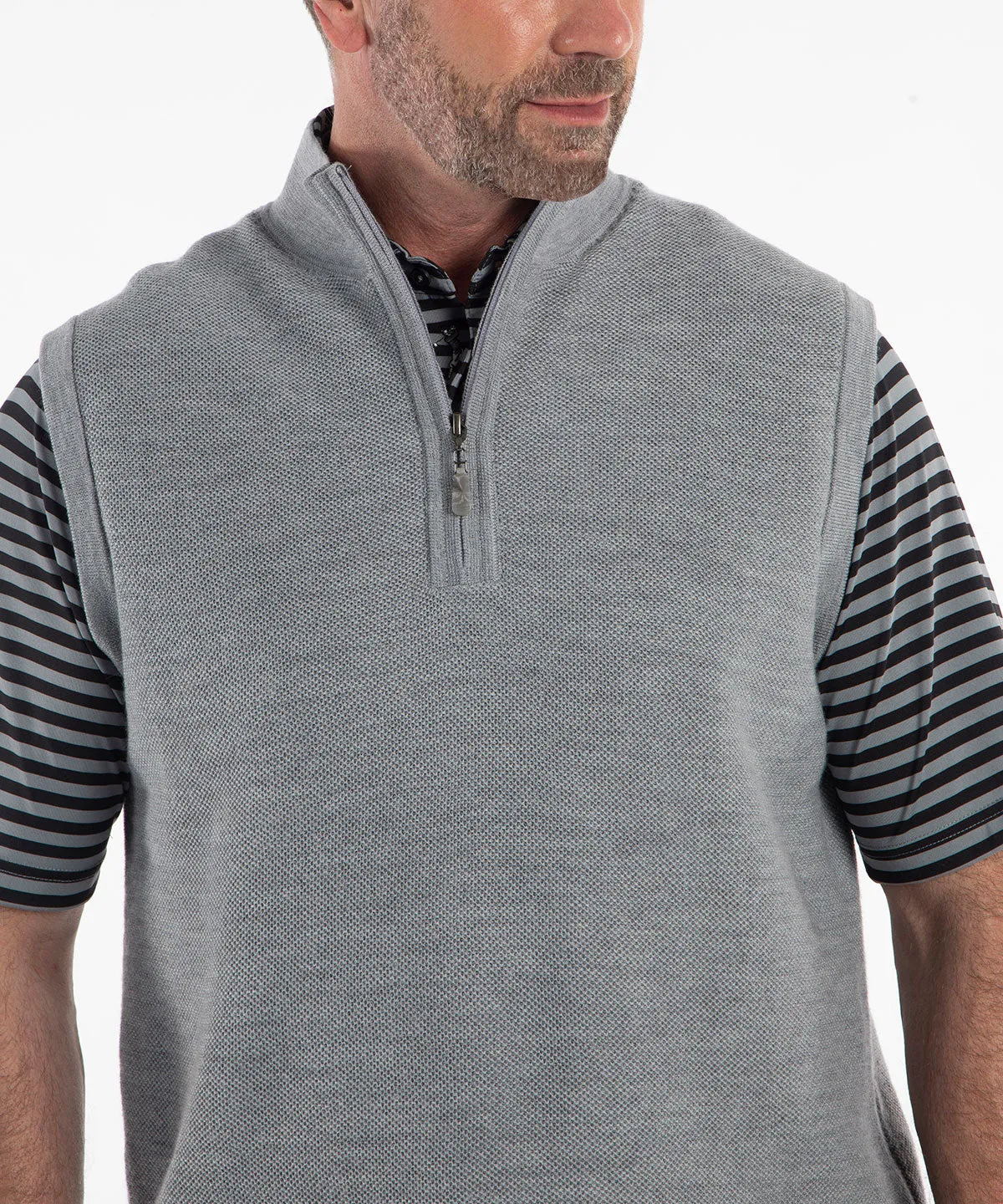 Signature Merino Tuck-Stitch Quarter-Zip Lined Wind Sweater Vest