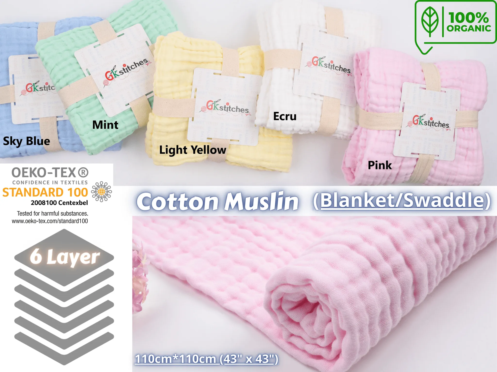 Six layers Muslin Solid Blanket